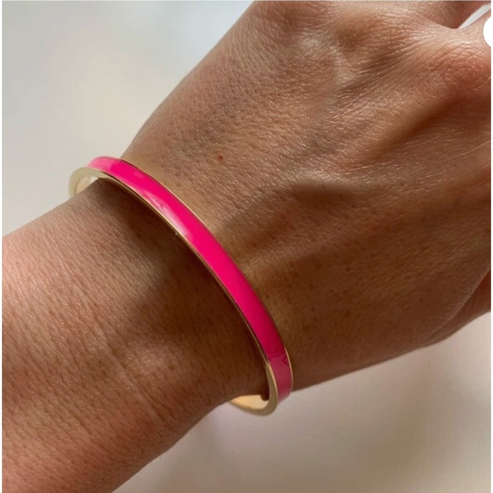 Kate Spade "Hot to Trot" Pink Gold Skinny‎ Bangle Bracelet Idiom